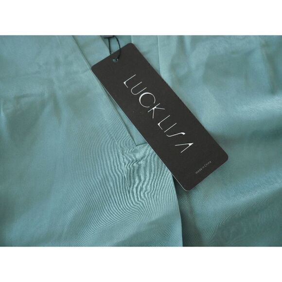 Lucklisa Turquoise Flutter-Sleeve V-Neck Top M #1643-A6 - Picture 6 of 7